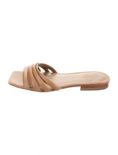 Pre-owned Vince Leather Slides In Brown