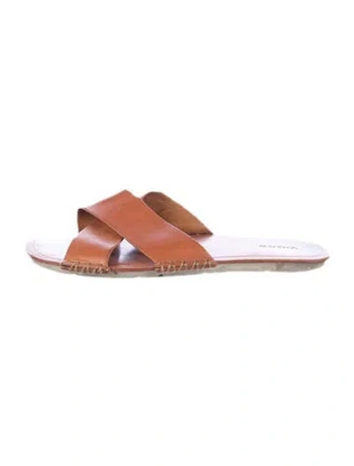 Pre-owned Vince Leather Slides In Brown/neutrals