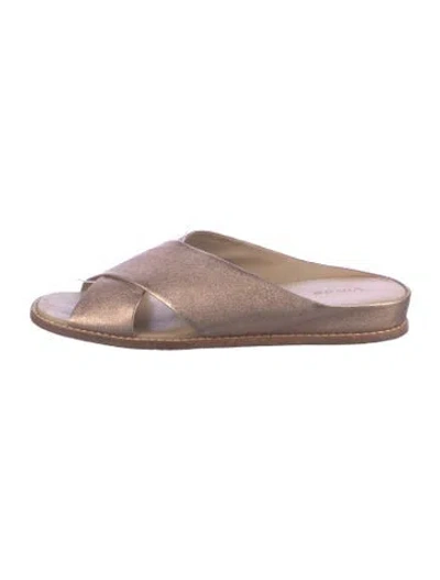 Pre-owned Vince Leather Slides In Gold