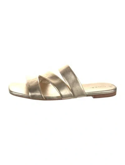Pre-owned Vince Leather Slides In Gold/metallic