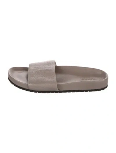 Pre-owned Vince Leather Slides In Gray