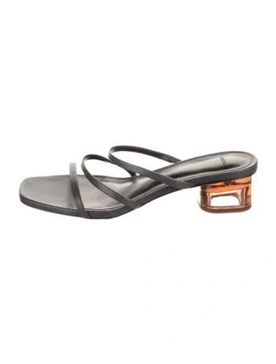 Pre-owned Vince Leather Slides In Gray