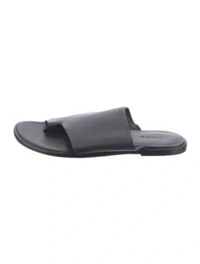 Pre-owned Vince Leather Slides In Grey