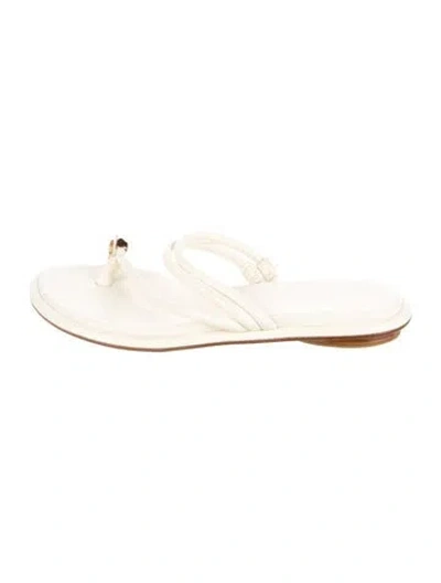 Pre-owned Vince Leather Slides In Neutral