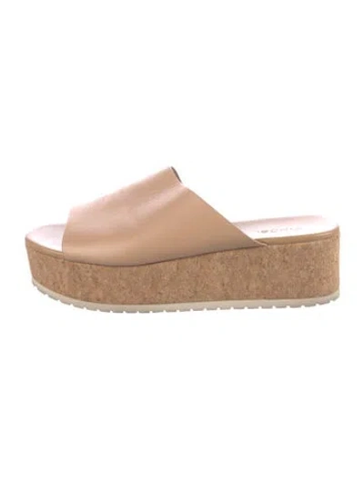Pre-owned Vince Leather Slides In Neutral
