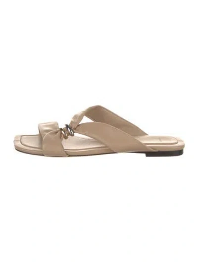 Pre-owned Vince Leather Slides In Neutral