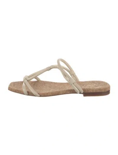Pre-owned Vince Leather Slides In Neutral