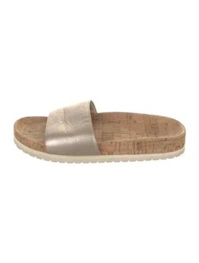 Pre-owned Vince Leather Slides In Neutral