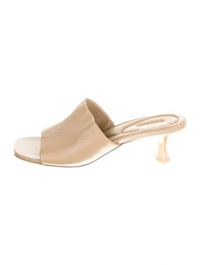 Pre-owned Vince Leather Slides In Neutral