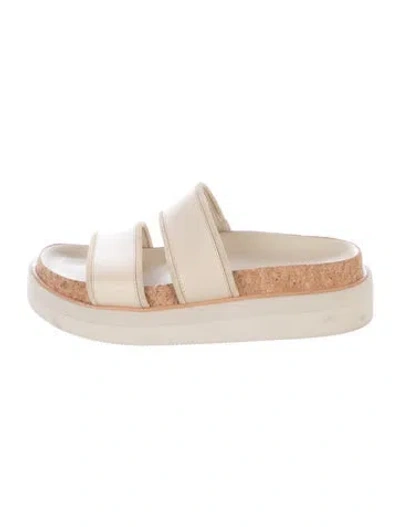 Pre-owned Vince Leather Slides In Neutrals
