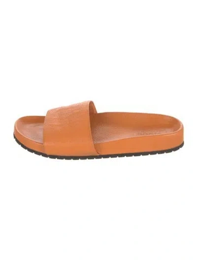 Pre-owned Vince Leather Slides In Orange
