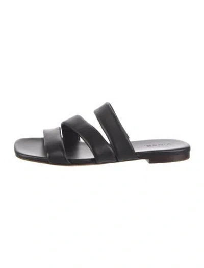 Pre-owned Vince Leather Slides W/ Tags In Black