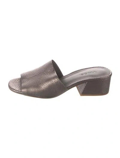 Pre-owned Vince Leather Slides W/ Tags In Gray