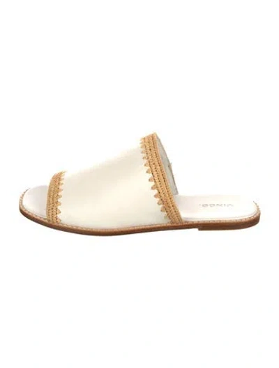Pre-owned Vince Leather Slides In White