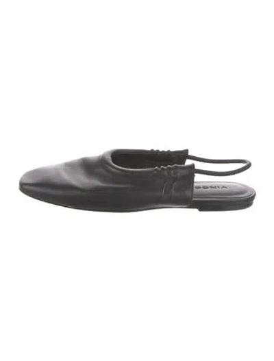 Pre-owned Vince Leather Slingback Flats In Black