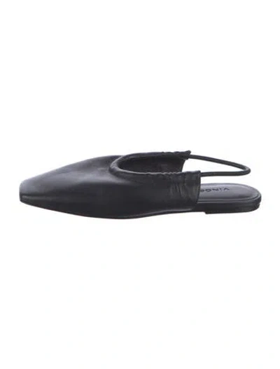 Pre-owned Vince Leather Slingback Flats In Black