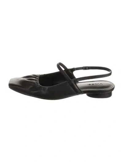Pre-owned Vince Leather Slingback Flats In Black