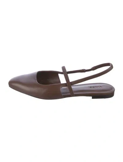 Pre-owned Vince Leather Slingback Flats In Brown
