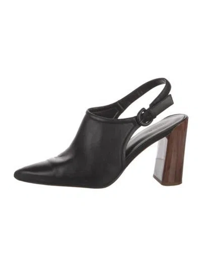 Pre-owned Vince Leather Slingback Pumps In Black