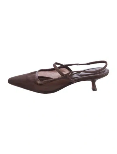 Pre-owned Vince Leather Slingback Pumps In Brown