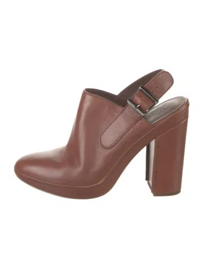 Pre-owned Vince Leather Slingback Pumps In Brown