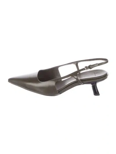 Pre-owned Vince Leather Slingback Pumps In Green
