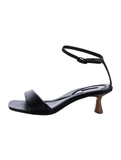 Pre-owned Vince Leather Slingback Sandals In Black