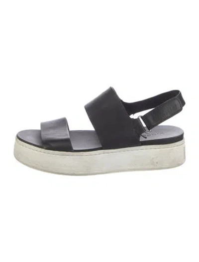 Pre-owned Vince Leather Slingback Sandals In Black