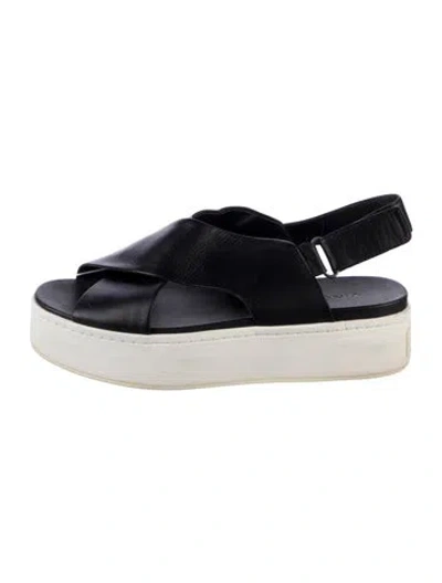 Pre-owned Vince Leather Slingback Sandals In Black