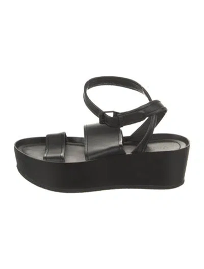 Pre-owned Vince Leather Slingback Sandals In Black