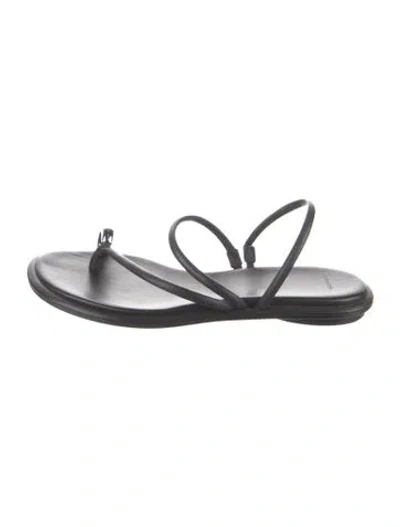 Pre-owned Vince Leather Slingback Sandals In Black