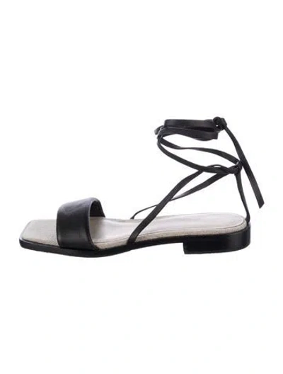 Pre-owned Vince Leather Slingback Sandals In Black