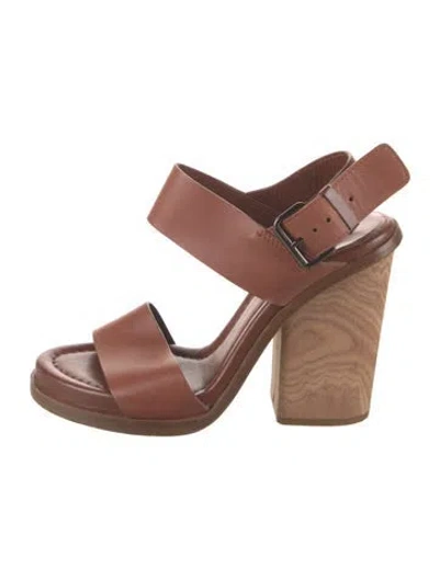 Pre-owned Vince Leather Slingback Sandals In Brown