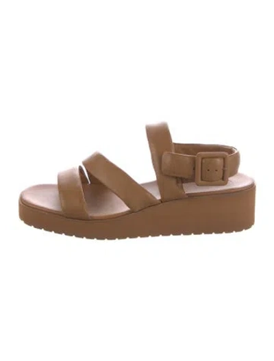 Pre-owned Vince Leather Slingback Sandals In Brown