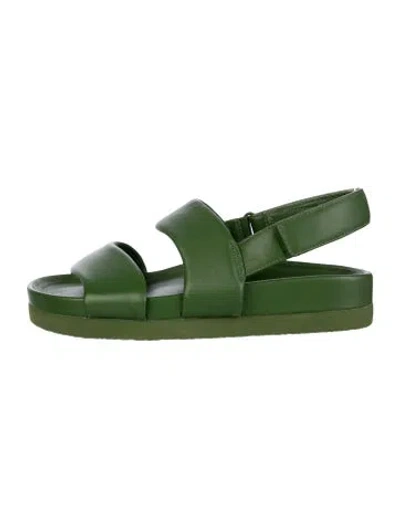 Pre-owned Vince Leather Slingback Sandals In Green