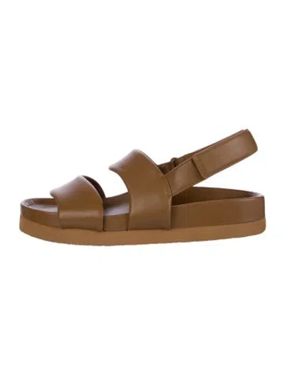 Pre-owned Vince Leather Slingback Sandals In Neutral