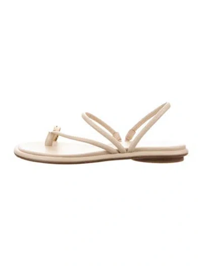 Pre-owned Vince Leather Slingback Sandals In Neutral