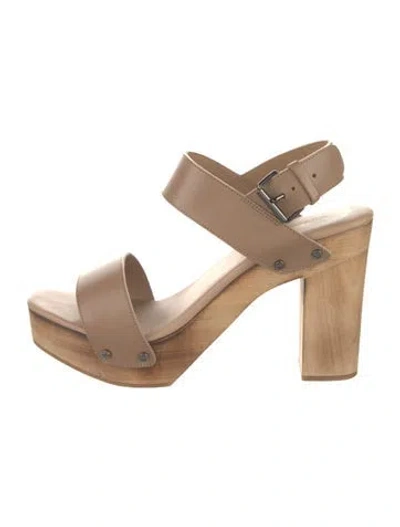 Pre-owned Vince Leather Slingback Sandals In Neutral