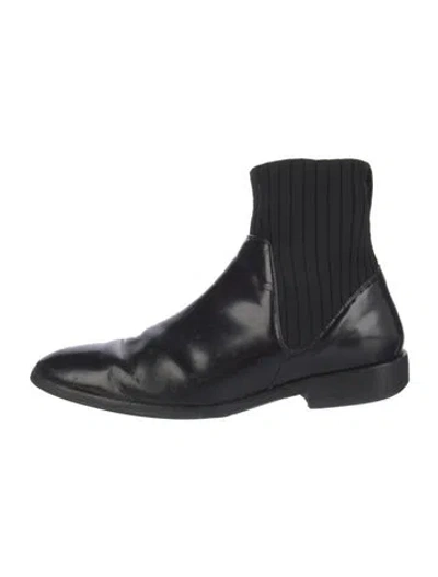 Pre-owned Vince Leather Sock Boots In Black