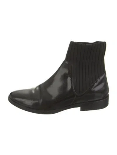 Pre-owned Vince Leather Sock Boots In Black