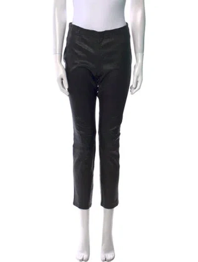 Pre-owned Vince Leather Straight Leg Pants In Black