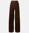 Vince Mid Rise Suede Trousers In Brown