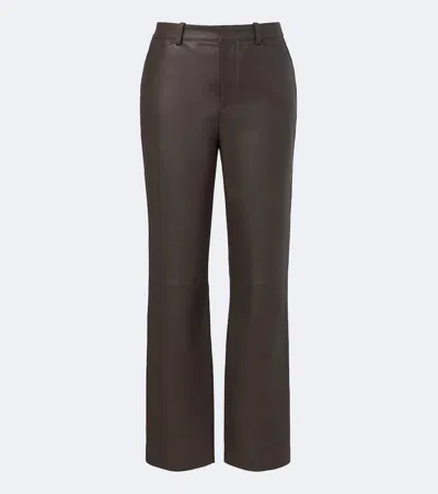 Vince Leather Straight Pants In Brown