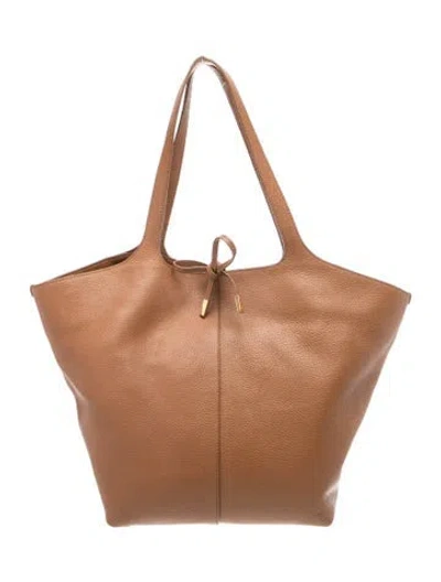 Pre-owned Vince Leather Tote In Brown/neutrals