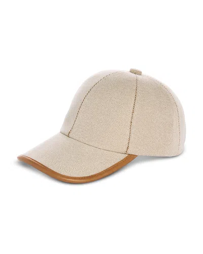 Vince Leather Trim Baseball Hat In Brown
