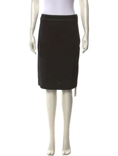 Pre-owned Vince Leather Trim Embellishment Knee-length Skirt In Black