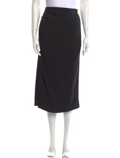 Pre-owned Vince Leather Trim Embellishment Midi Length Skirt In Black