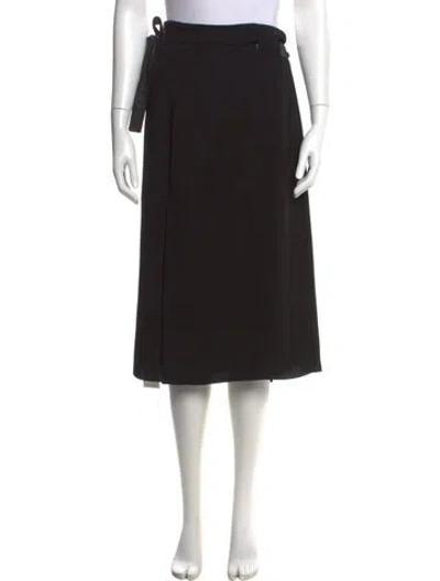 Pre-owned Vince Leather Trim Embellishment Midi Length Skirt In Black