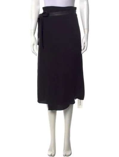 Pre-owned Vince Leather Trim Embellishment Midi Length Skirt In Blue