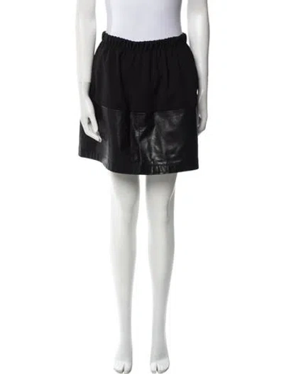 Pre-owned Vince Leather Trim Embellishment Mini Skirt In Black